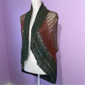 Umgee Crochet Shrug Women L Open Knit Longline Cardigan Boho Hippie Festival